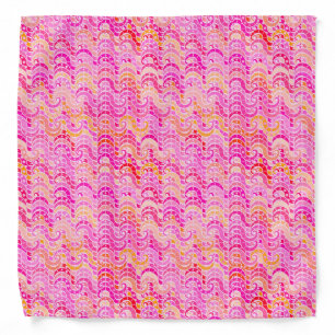Abstract wave pattern - pink, orange and fuchsia bandana