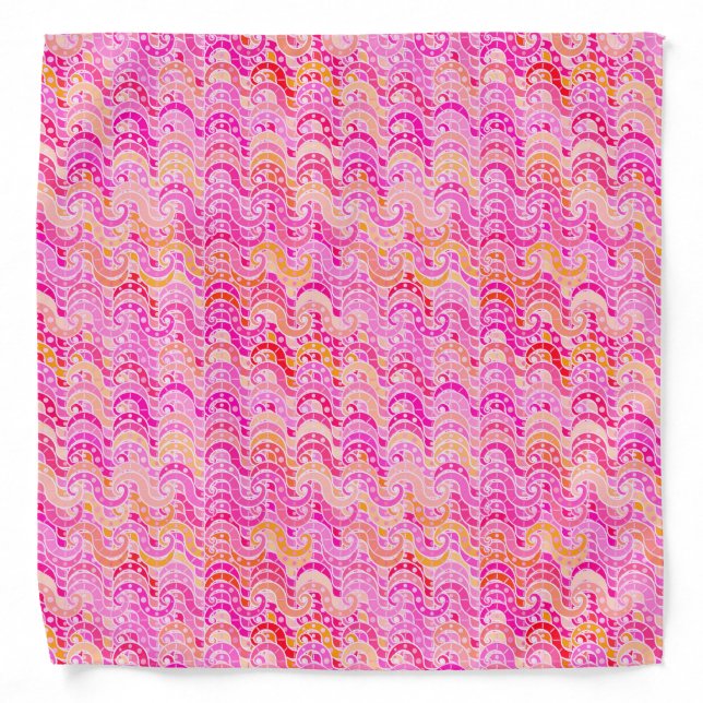 Abstract wave pattern - pink, orange and fuchsia bandana (Front)