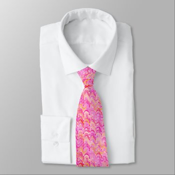 Abstract Wave Pattern - Pink  Orange And Fuchsia Tie by Floridity at Zazzle