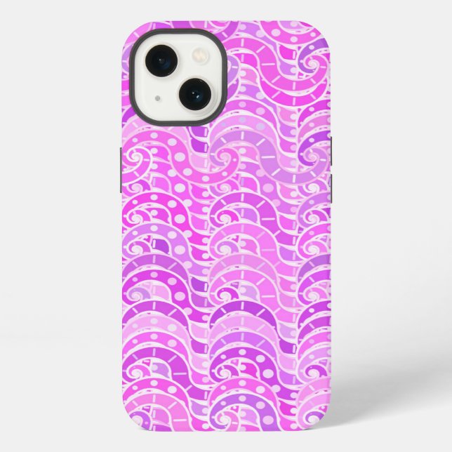 Abstract wave pattern - violet, lavender, orchid iphone case (Back)
