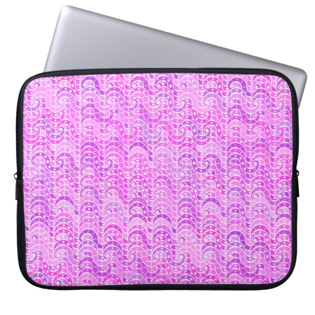 Abstract wave pattern - violet, lavender, orchid laptop sleeve (Front)