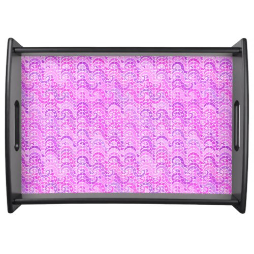 Abstract wave pattern _ violet lavender orchid serving tray