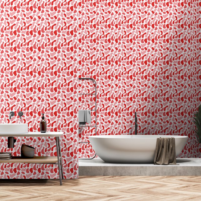 Abstract Wave Spots Pattern Wallpaper (Bathroom)