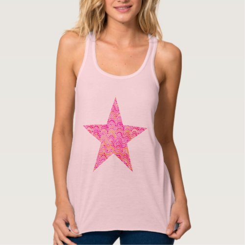 Abstract wave star _ pink orange and fuchsia tank top