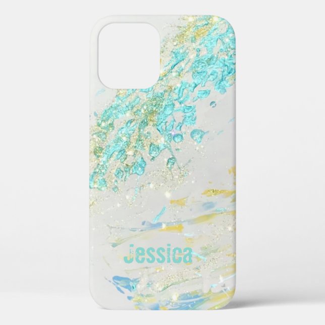 Abstract WaVe Turquoise  Personalized Art IPhone Case-Mate iPhone Case (Back)