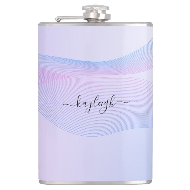 Abstract Wavelines Pink Blue Flask (Front)