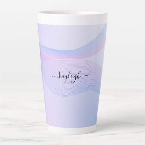 Abstract Wavelines Pink Blue Latte Mug