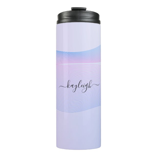 Abstract Wavelines Pink Blue Thermal Tumbler (Front)