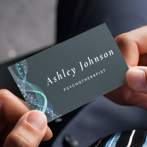 Abstract Waves & Air Bubbles Psychotherapist Gray Business Card