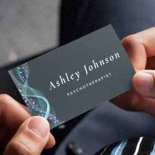 Abstract Waves & Air Bubbles Psychotherapist Gray Business Card