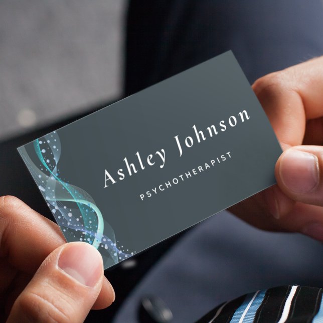 Abstract Waves & Air Bubbles Psychotherapist Gray Business Card (Creator Uploaded)