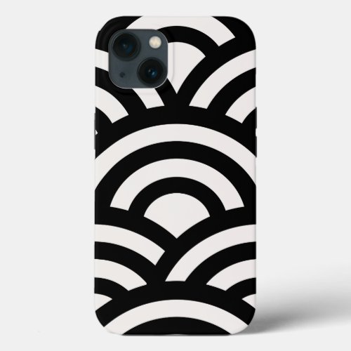 Abstract Waves Arches Black And White Lines iPhone 13 Case