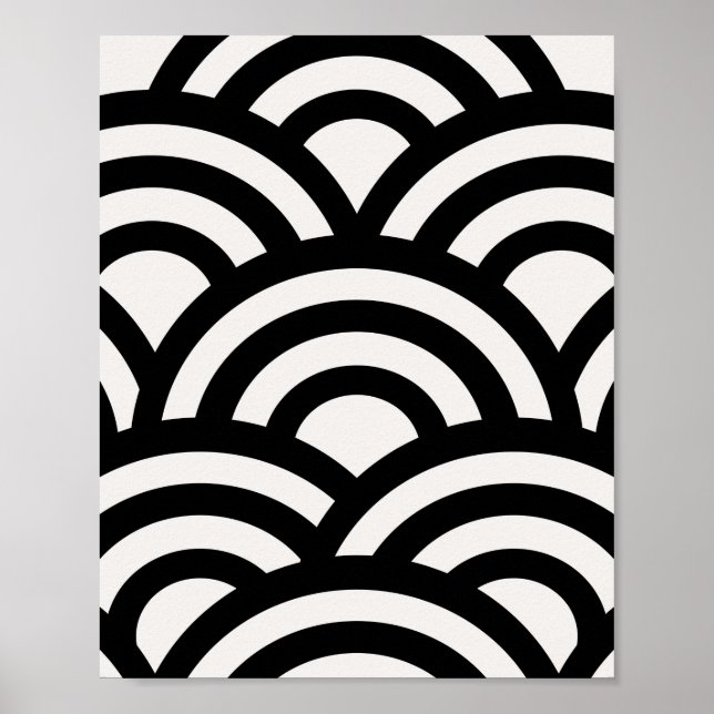 Abstract Waves, Arches, Black And White Lines Poster (Front)