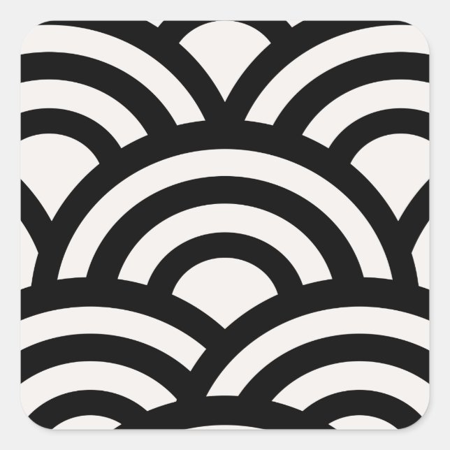 Abstract Waves, Arches, Black And White Lines Square Sticker (Front)