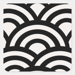 Abstract Waves, Arches, Black And White Lines Square Sticker