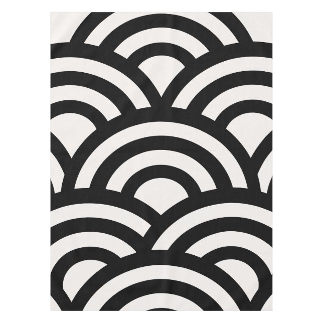 Abstract Waves, Arches, Black And White Lines Tablecloth (Front)