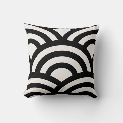 Abstract Waves Arches Black And White Lines Throw Pillow