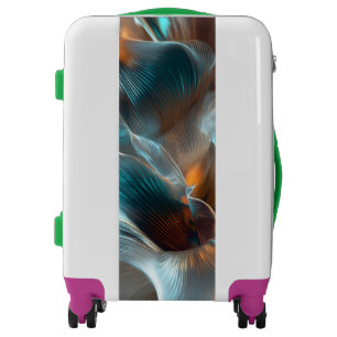 Abstract Waves Art Travel Luggage – Teal Orange