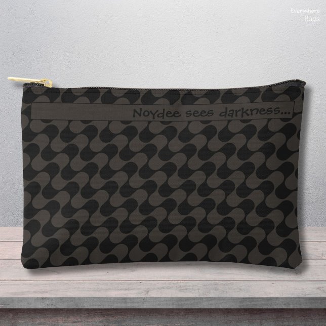 Abstract Waves Black and Grey with Text Accessory Pouch (Creator Uploaded)