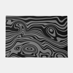 Abstract Waves Black Gray Doormat - Custom Colors