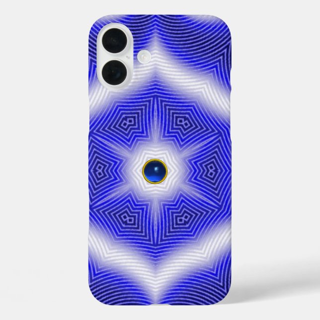 ABSTRACT WAVES,BLUE STAR AND SAPPHIRE GEMSTONE Case-Mate iPhone CASE (Back)