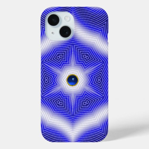 ABSTRACT WAVESBLUE STAR AND SAPPHIRE GEMSTONE iPhone 15 CASE
