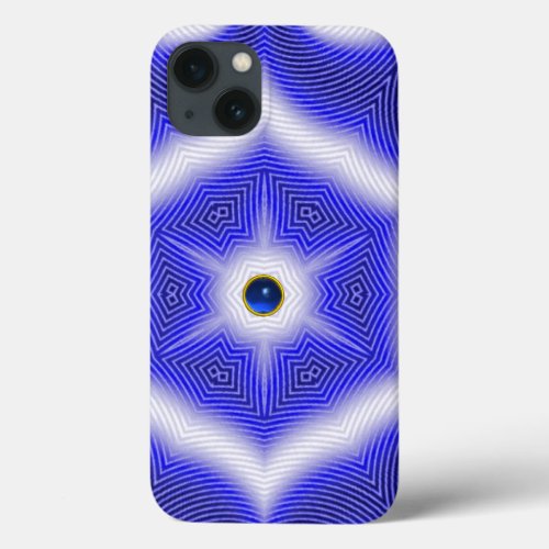 ABSTRACT WAVESBLUE STAR AND SAPPHIRE GEMSTONE iPhone 13 CASE