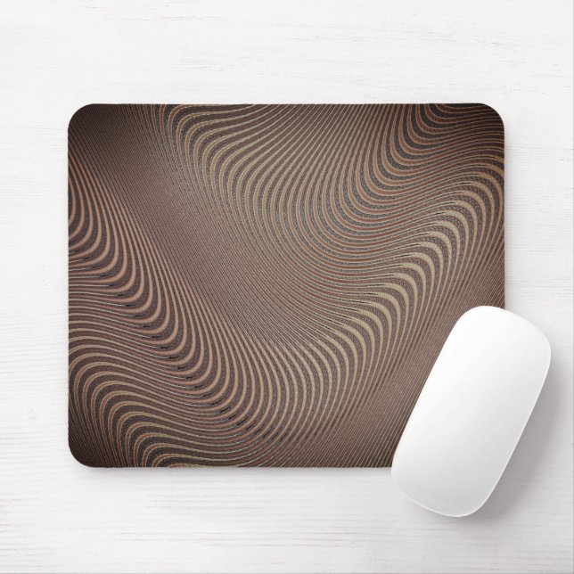 Abstract Waves Brown Mouse Pad (With Mouse)