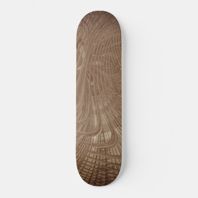 Abstract Waves Brown Skateboard (Front)