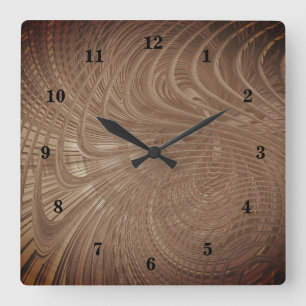 Abstract Waves Brown Wall Clock
