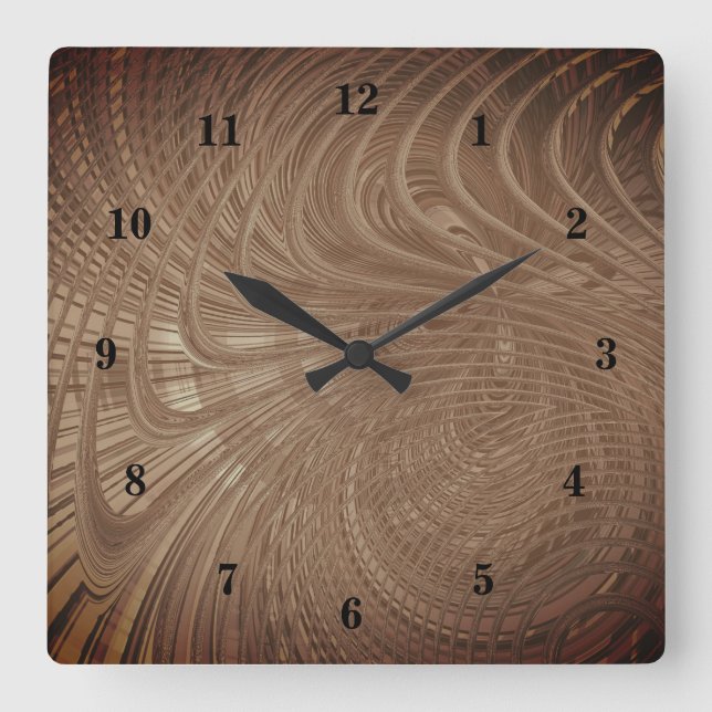 Abstract Waves Brown Wall Clock (Front)