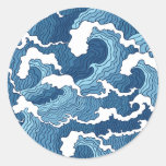 Abstract Waves Classic Round Sticker