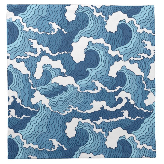 Abstract Waves Cloth Napkin (Front)