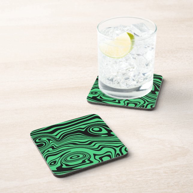 Abstract Waves Coaster - Your Colors - Green (Right Side)