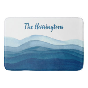 Abstract Waves custom name bath mats