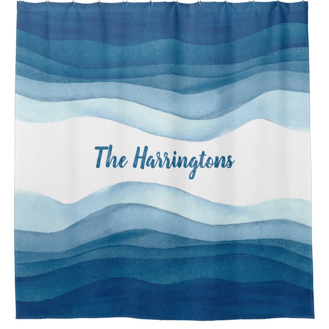 Abstract Waves custom name shower curtain (Front)