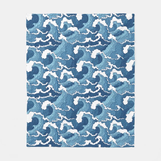 Abstract Waves Fleece Blanket (Front)