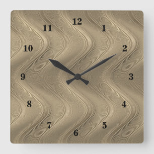 Abstract Waves Golden Art Gold Wall Clock