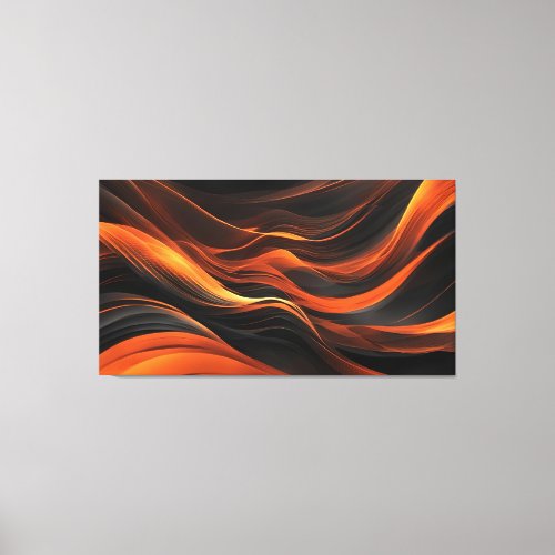 Abstract Waves In A Bend Of Black  Orange Canvas Print