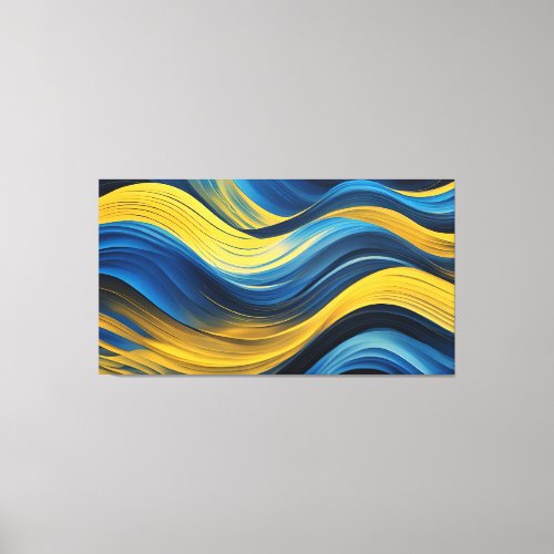Abstract Waves In A Bend Of Blue  Yellow Canvas Print
