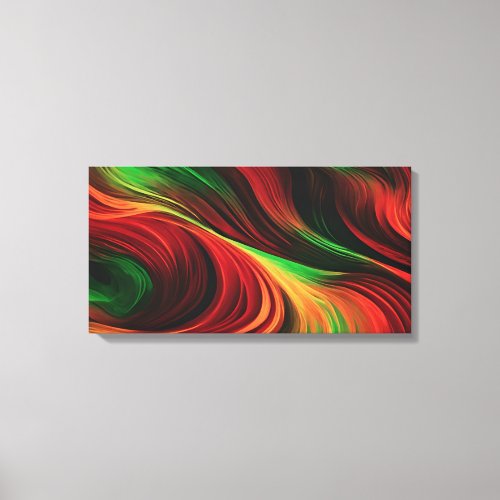 Abstract Waves In A Bend Of Red  Green Canvas Print