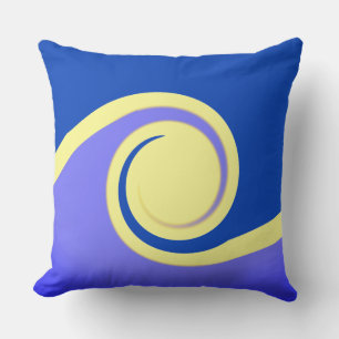 Abstract Waves in Blue & Ivory Shades Throw Pillow
