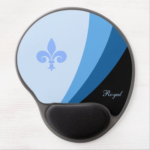 Abstract waves in blue shades  fleur de lis gel mouse pad
