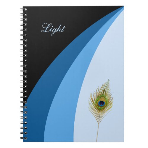 Abstract waves in blue shades  peacock feather notebook