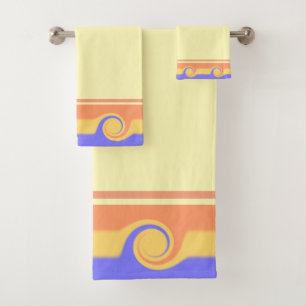 Abstract Waves in Pastel Colors Bath Towel Set