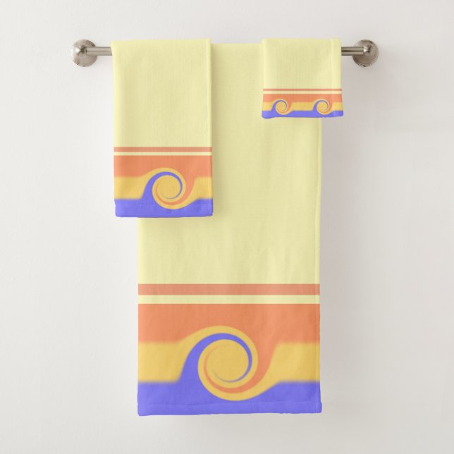 Abstract Waves in Pastel Colors Bath Towel Set (Insitu)