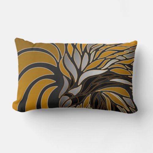Abstract waves lines leaves modern design lumbar pillow