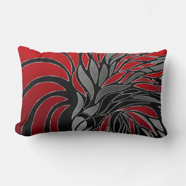 Abstract waves, lines, leaves, modern design lumbar pillow (Front)