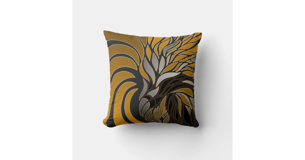 Abstract waves, lines, leaves, modern design throw pillow Zazzle
