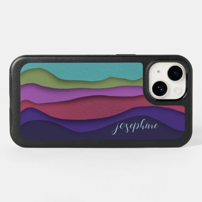 Abstract Waves of Color Personalized Otterbox iPhone Case (Back Horizontal)